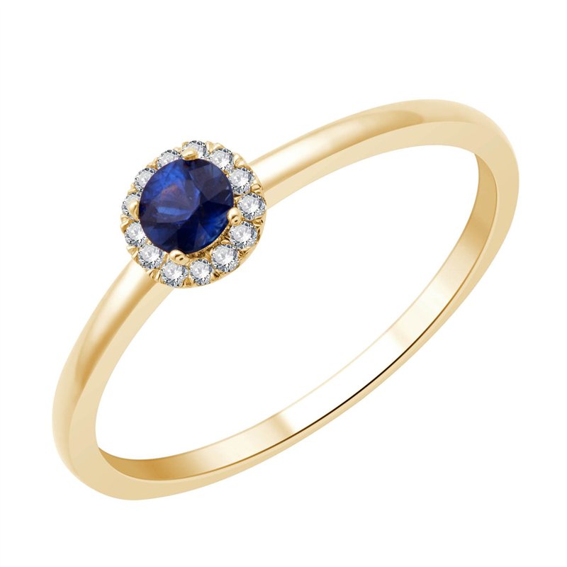 Bague serti clos saphir et diamant en or 18 carats