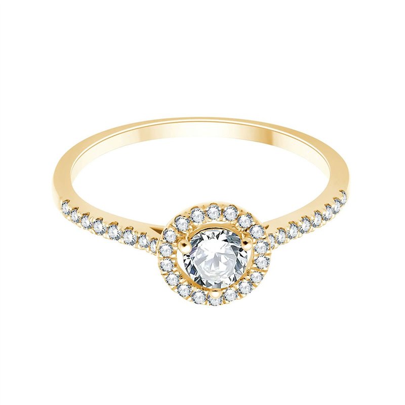Solitaire accompagné serti clos diamant en or 18 carats