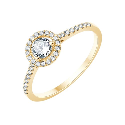 Solitaire accompagné serti clos diamant en or 18 carats