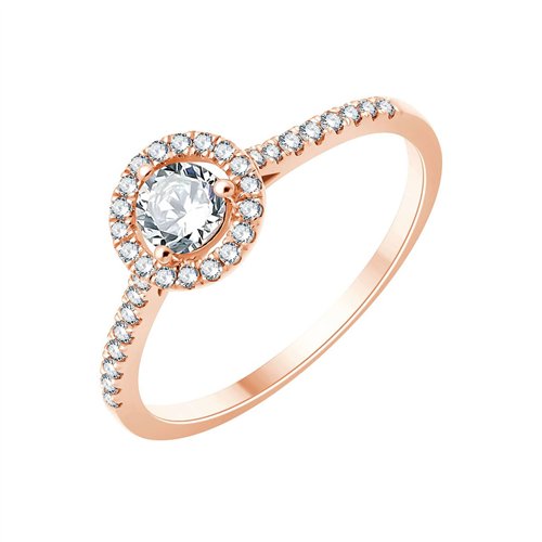 Solitaire accompagné serti clos diamant en or 18 carats