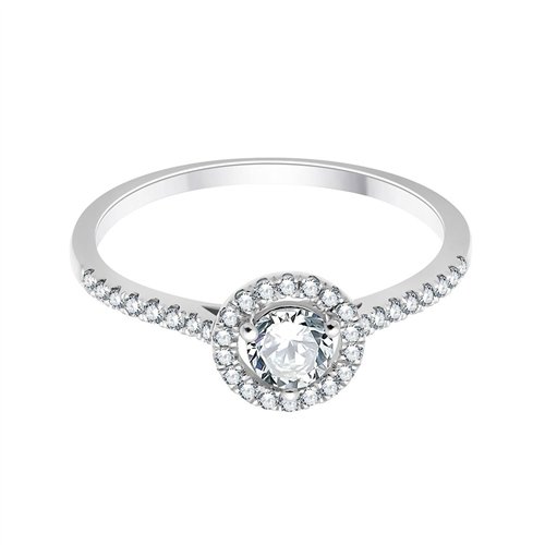 Solitaire accompagné serti clos diamant en or 18 carats