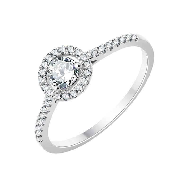 Solitaire accompagné serti clos diamant en or 18 carats