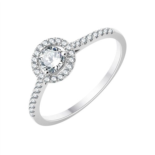 Solitaire accompagné serti clos diamant en or 18 carats