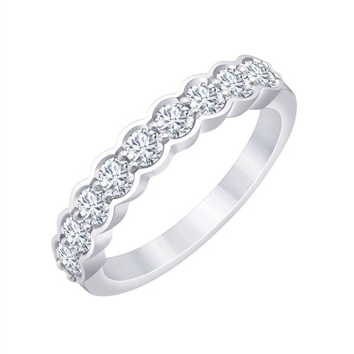 Demi Alliance serti clos diamant en or 18 carats