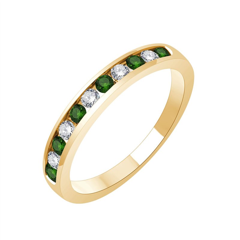 Demi Alliance émeraude et diamant en or 18 carats