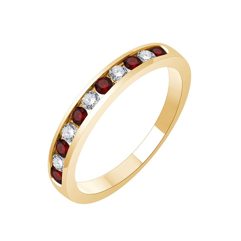 Demi Alliance rubis et diamant en or 18 carats