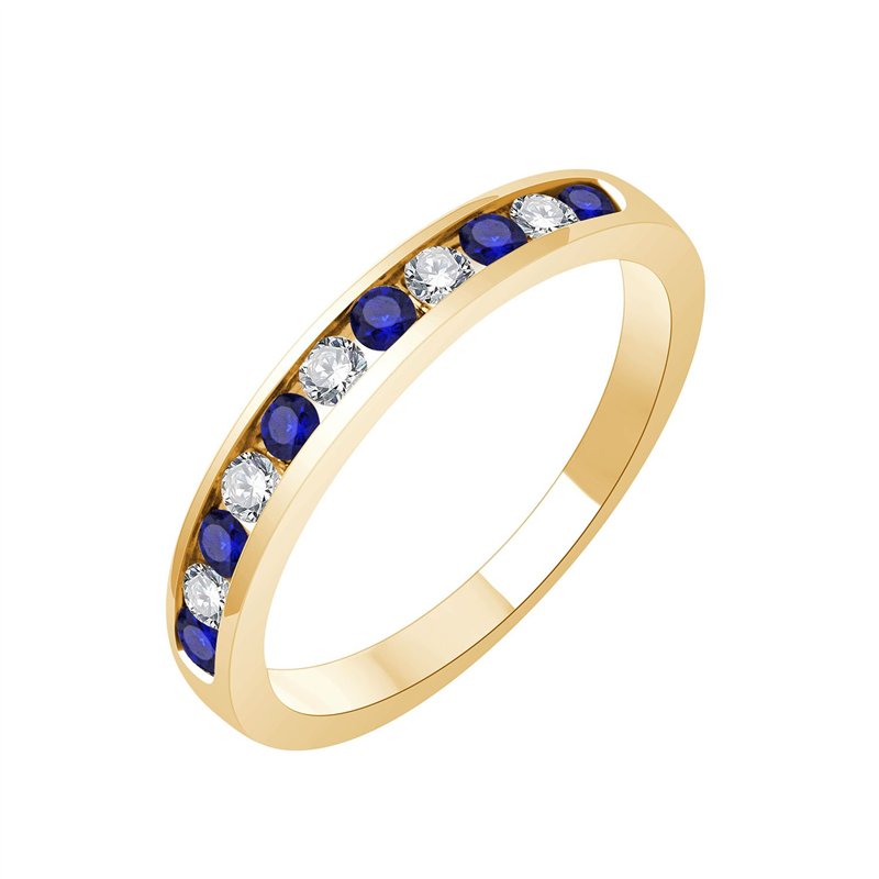 Demi Alliance saphir et diamant en or 18 carats