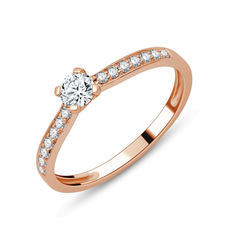 Solitaire accompagné diamant en or 18 carats