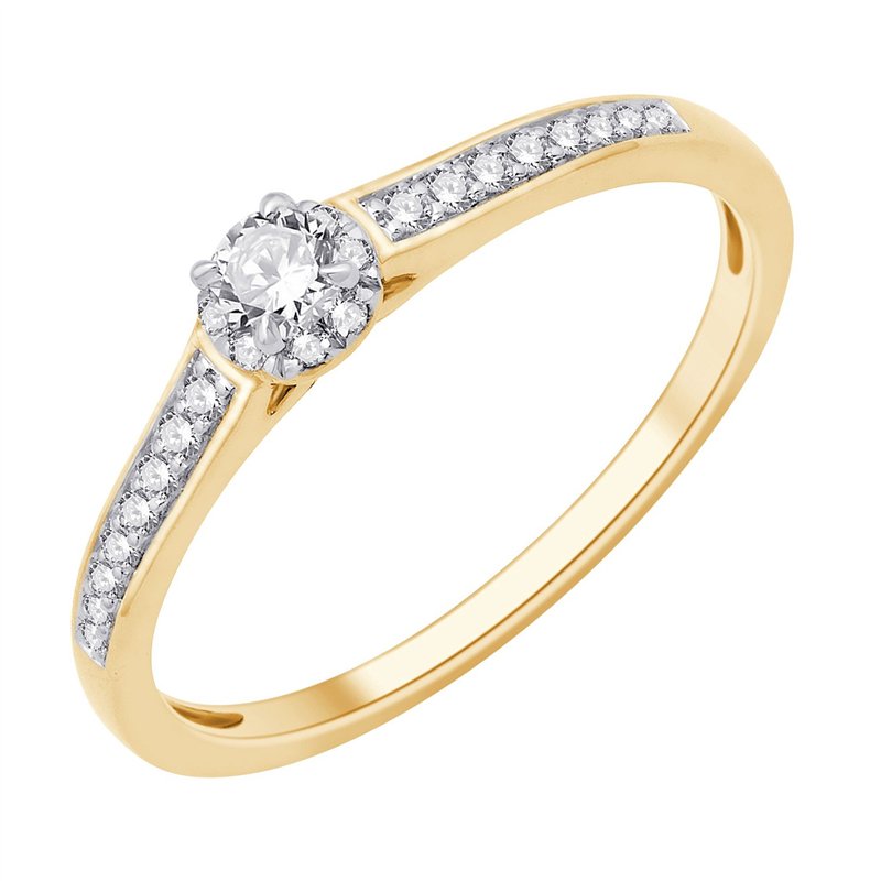 Solitaire accompagné diamant en or 18 carats