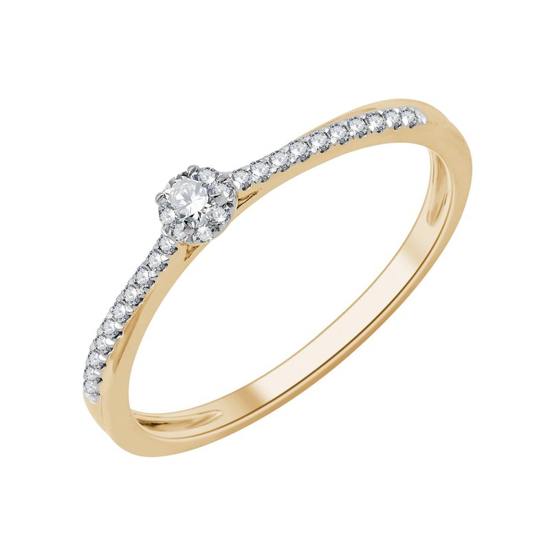 Solitaire accompagné serti clos diamant en or 18 carats