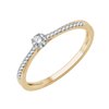 Solitaire accompagné serti clos diamant en or 18 carats