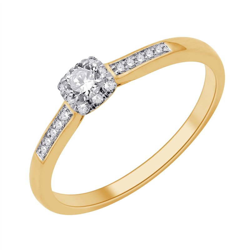 Solitaire accompagné serti clos diamant en or 18 carats