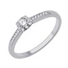 Solitaire accompagné serti clos diamant en or 18 carats