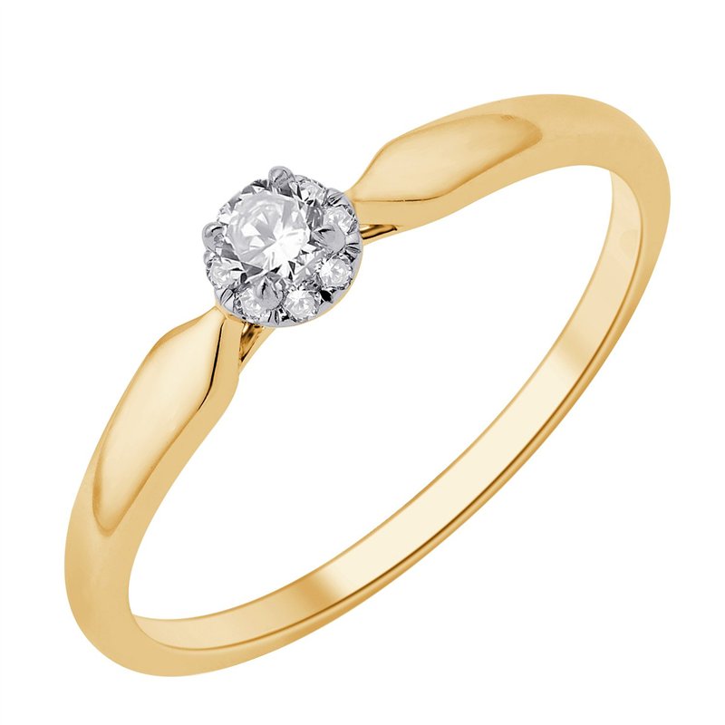 Solitaire accompagné serti clos diamant en or 18 carats