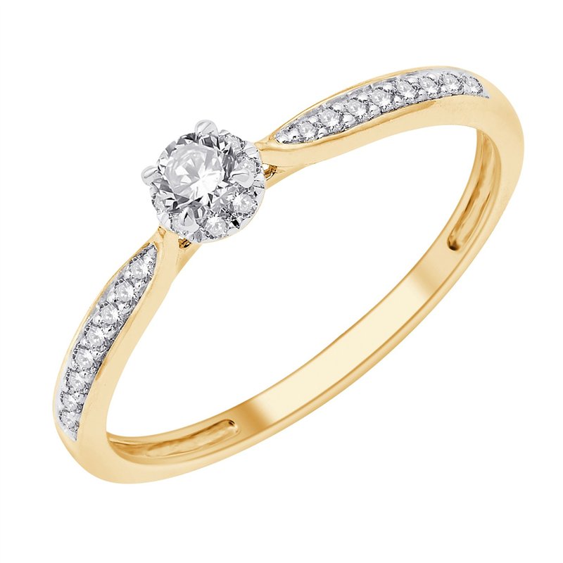 Solitaire accompagné diamant en or 18 carats