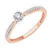 Solitaire accompagné diamant en or 18 carats