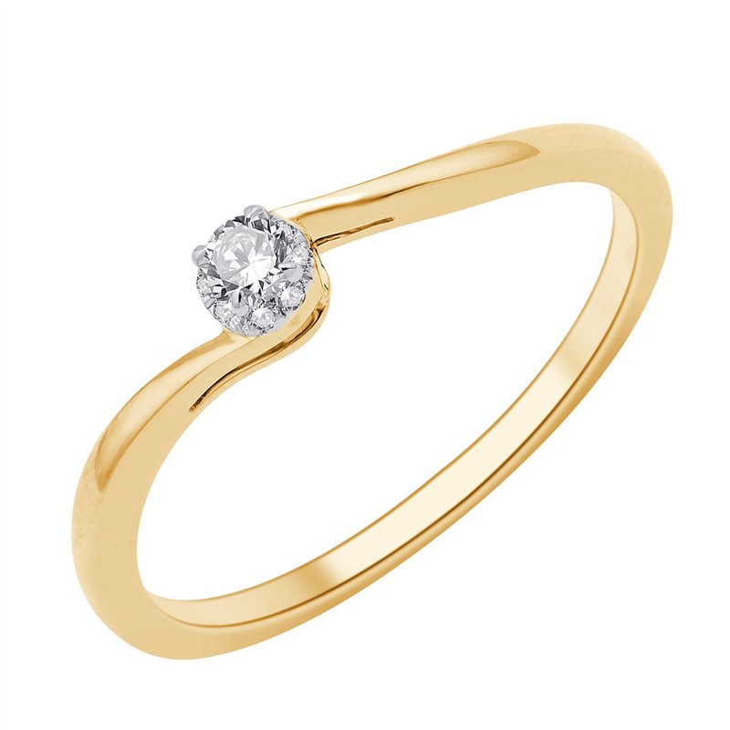 Solitaire accompagné diamant en or 18 carats