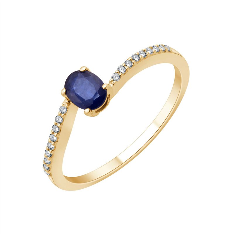 Bague serti clos saphir et diamant en or 18 carats