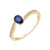 Bague serti clos saphir et diamant en or 18 carats