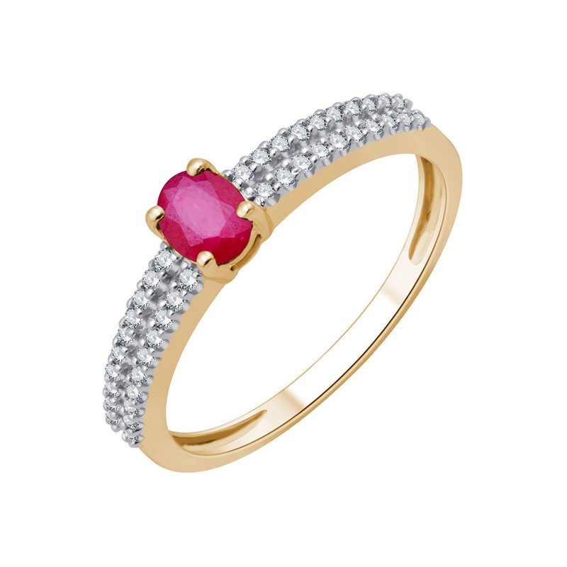 Bague serti clos rubis et diamant en or 18 carats