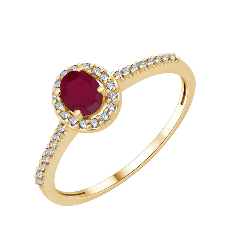 Bague serti clos rubis et diamant en or 18 carats
