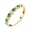Demi Alliance toi et moi émeraude et diamant en or 18 carats