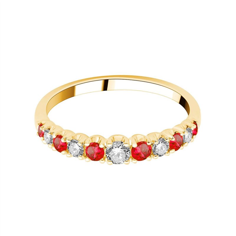 Demi Alliance rubis et diamant en or 18 carats