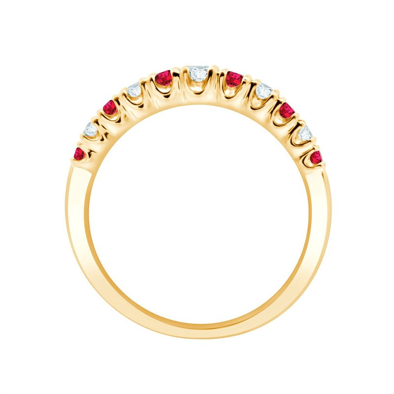 Demi Alliance rubis et diamant en or 18 carats