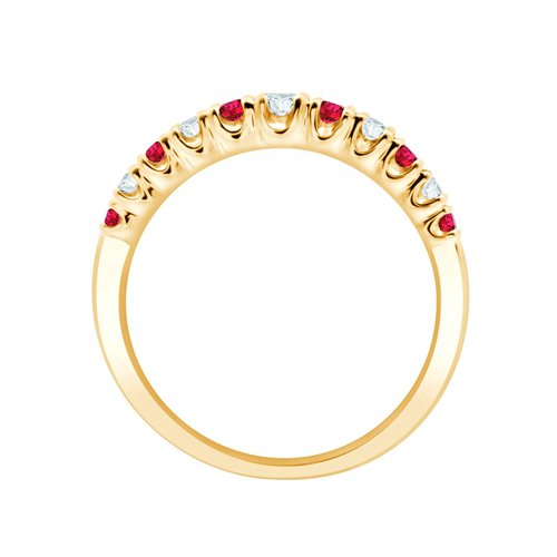 Demi Alliance rubis et diamant en or 18 carats