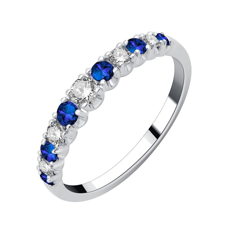 Demi Alliance saphir et diamant en or 18 carats
