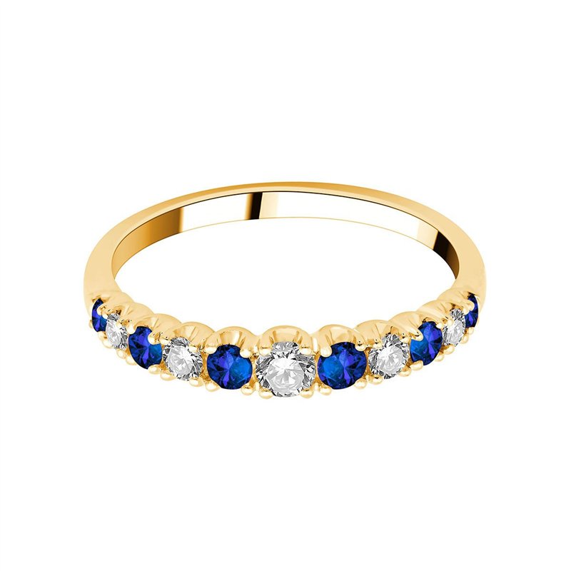 Demi Alliance saphir et diamant en or 18 carats