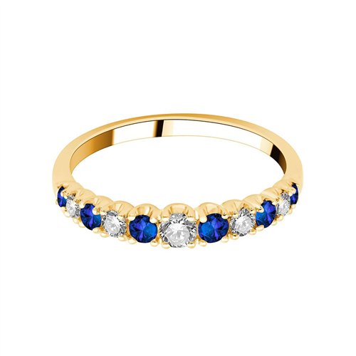 Demi Alliance saphir et diamant en or 18 carats