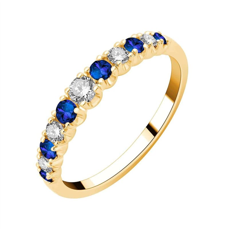 Demi Alliance saphir et diamant en or 18 carats