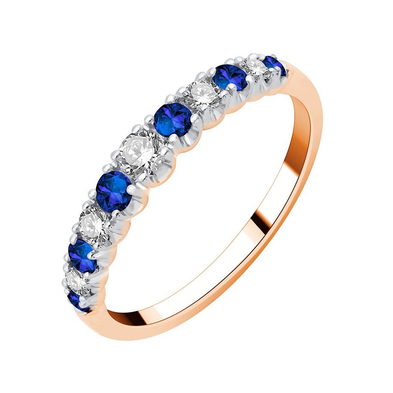 Demi Alliance saphir et diamant en or 18 carats