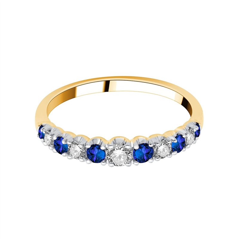 Demi Alliance saphir et diamant en or 18 carats