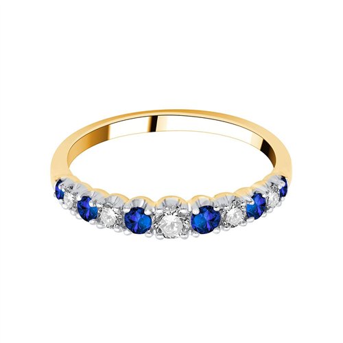18-carat gold sapphire and diamond half eternity ring