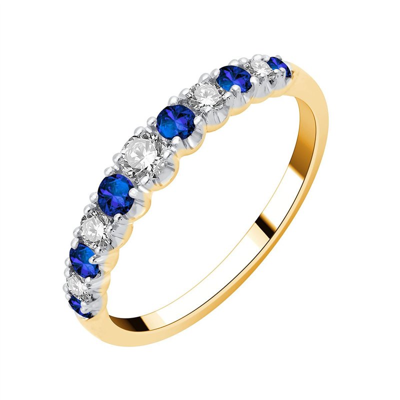 Demi Alliance saphir et diamant en or 18 carats