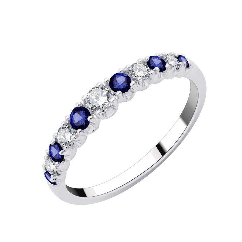 Demi Alliance saphir et diamant en or 18 carats