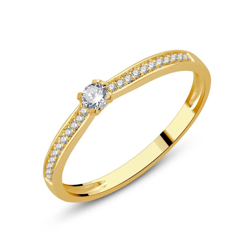 Solitaire accompagné serti clos diamant en or 18 carats