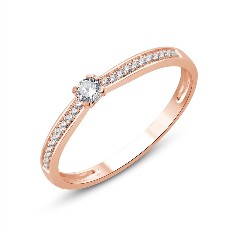 Solitaire accompagné serti clos diamant en or 18 carats
