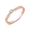 Solitaire accompagné serti clos diamant en or 18 carats