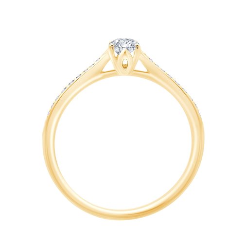 Solitaire accompagné serti clos diamant en or 18 carats