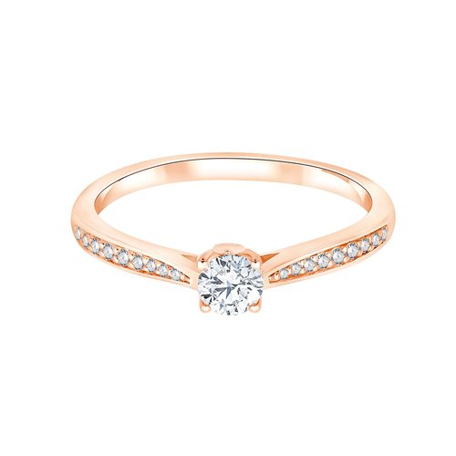 Solitaire accompagné serti clos diamant en or 18 carats