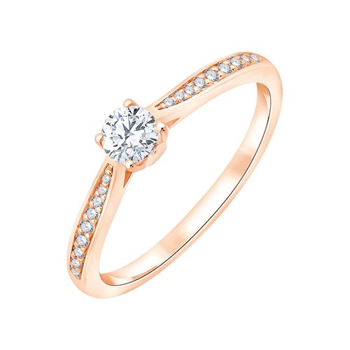 Solitaire accompagné serti clos diamant en or 18 carats