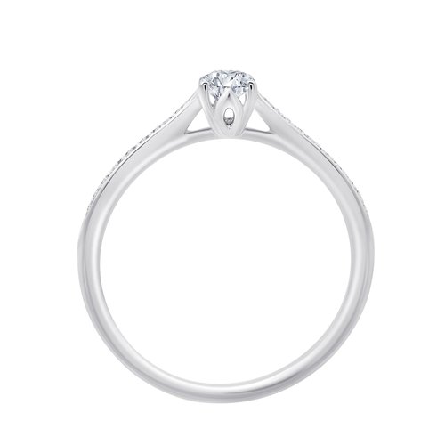 Solitaire accompagné serti clos diamant en or 18 carats