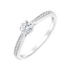 Solitaire accompagné serti clos diamant en or 18 carats