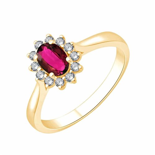 Bague serti clos rubis et diamant en or 18 carats