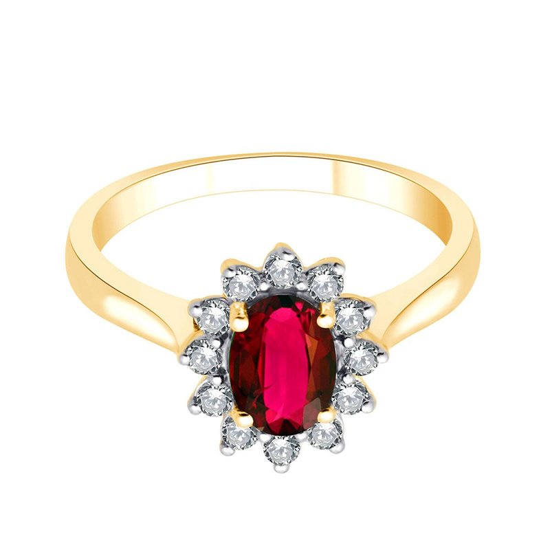 Bague serti clos rubis et diamant en or 18 carats