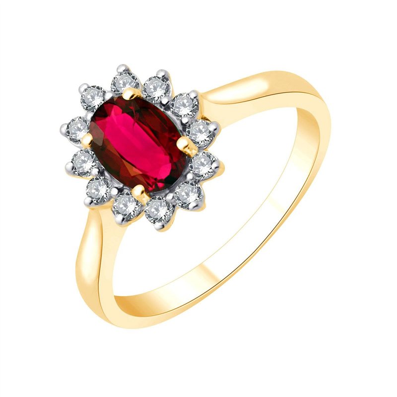 Bague serti clos rubis et diamant en or 18 carats