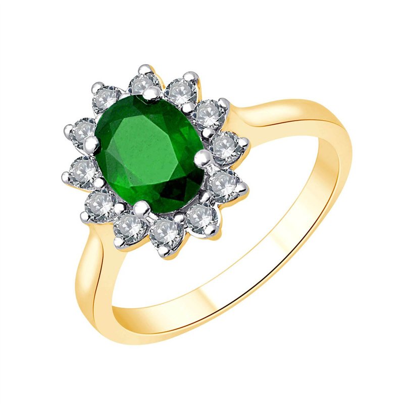 Bague émeraude et diamant en or 18 carats